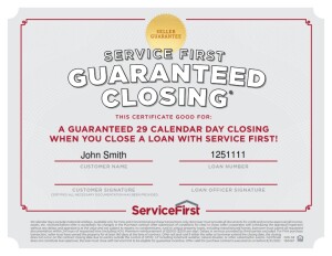 29 Day Guaranteed Closing Certificate